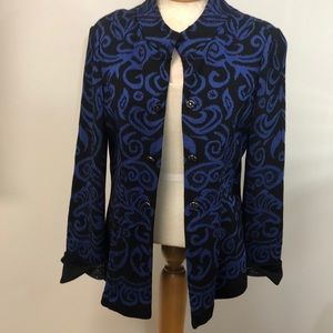 Royal Blue and Black knit jacket